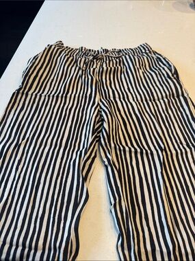 Zara Black and White Vertical Stripe Joggers